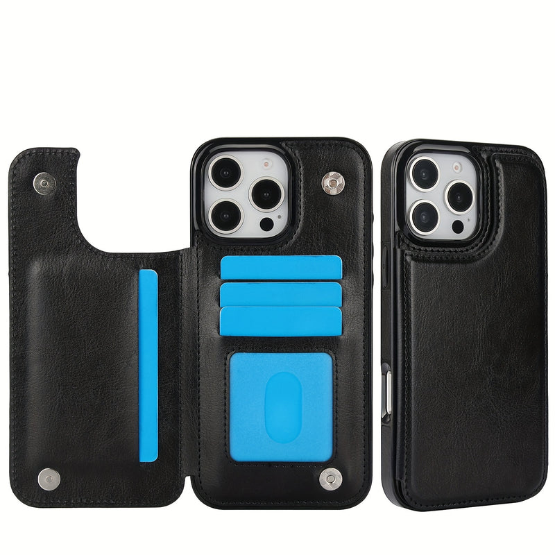 جراب iPhone قابل للطي من الجلد الصناعي عالي الجودة مع فتحات للبطاقات وحامل مقاوم للصدمات متوافق مع موديلات مختلفة بما في ذلك X XR XS Max 11 pro 12 pro 13 pro 14 15 16 SE 6 7 8 plus