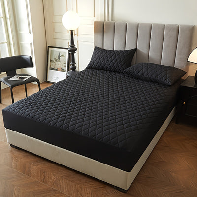 2/3pcs Set of Quilted Waterproof Bed Cover in Multiple Colors, Waterproof Mattress Protector, Bed Cover And Pillowcase Set, Non-Slip Full Coverage Bed Cover.