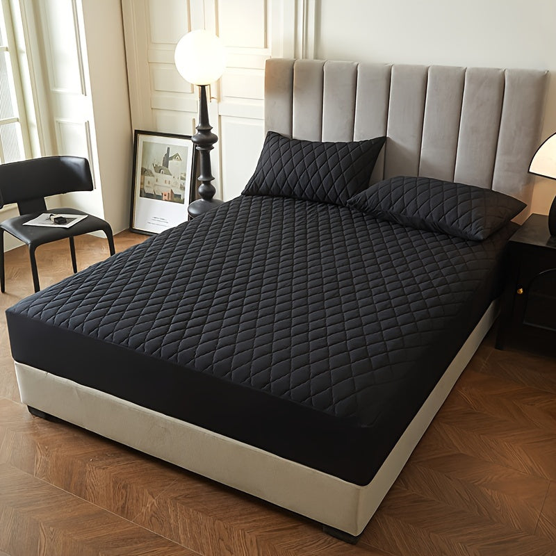 2/3pcs Set of Quilted Waterproof Bed Cover in Multiple Colors, Waterproof Mattress Protector, Bed Cover And Pillowcase Set, Non-Slip Full Coverage Bed Cover.