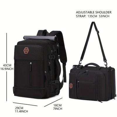 حقيبة ظهر ENOSHI للكمبيوتر المحمول مع منفذ USB وحجرة للأحذية وأحزمة قابلة للتعديل - حقيبة سفر ومدرسية متينة للرجال والنساء، حقيبة ظهر هدية عمل مقاس 17 بوصة، رمادي فاتح، مساحات تخزين متعددة، لوحة خلفية شبكية، منفذ شحن USB