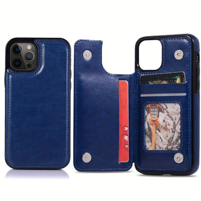 جراب iPhone قابل للطي من الجلد الصناعي عالي الجودة مع فتحات للبطاقات وحامل مقاوم للصدمات متوافق مع موديلات مختلفة بما في ذلك X XR XS Max 11 pro 12 pro 13 pro 14 15 16 SE 6 7 8 plus