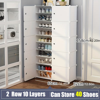 Expandable Shoe Rack with Doors - Portable Organizer for 8-60 Pairs of Shoes, Boots & Slippers - No Assembly Required