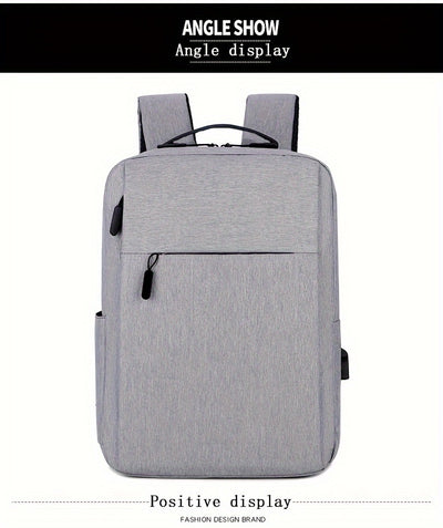 1pc Lightweight Laptop Bag - Durable Fabric Business Backpack with Adjustable Shoulder Straps, Multiple Compartments & Zipper Closure for School, Travel, Work - Grey, Backpack for Travel, Casual Style, Sturdy Construction