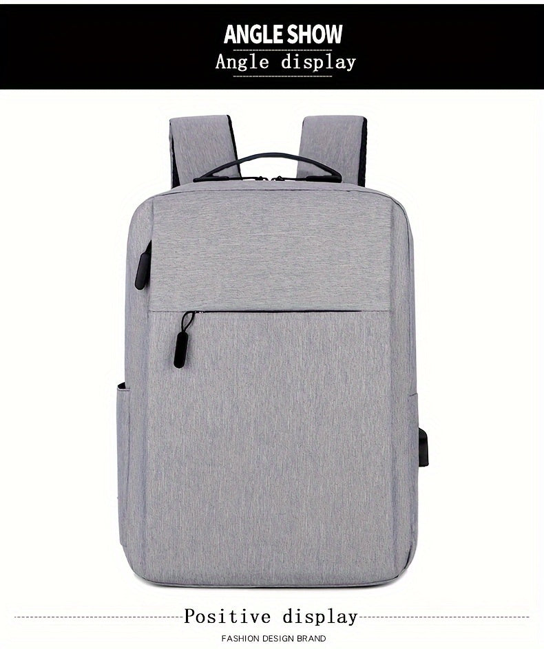1pc Lightweight Laptop Bag - Durable Fabric Business Backpack with Adjustable Shoulder Straps, Multiple Compartments & Zipper Closure for School, Travel, Work - Grey, Backpack for Travel, Casual Style, Sturdy Construction