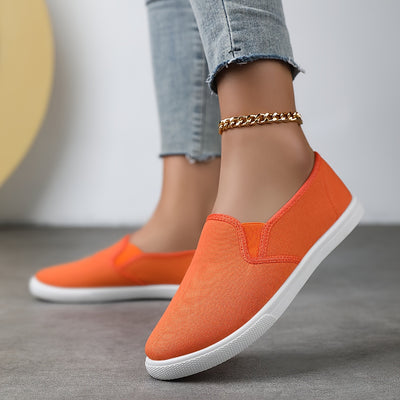 Women's Simple Solid Color Canvas Shoes, Casuals Slip On Outdoor Shoes, Lightweight Low Top Shoes