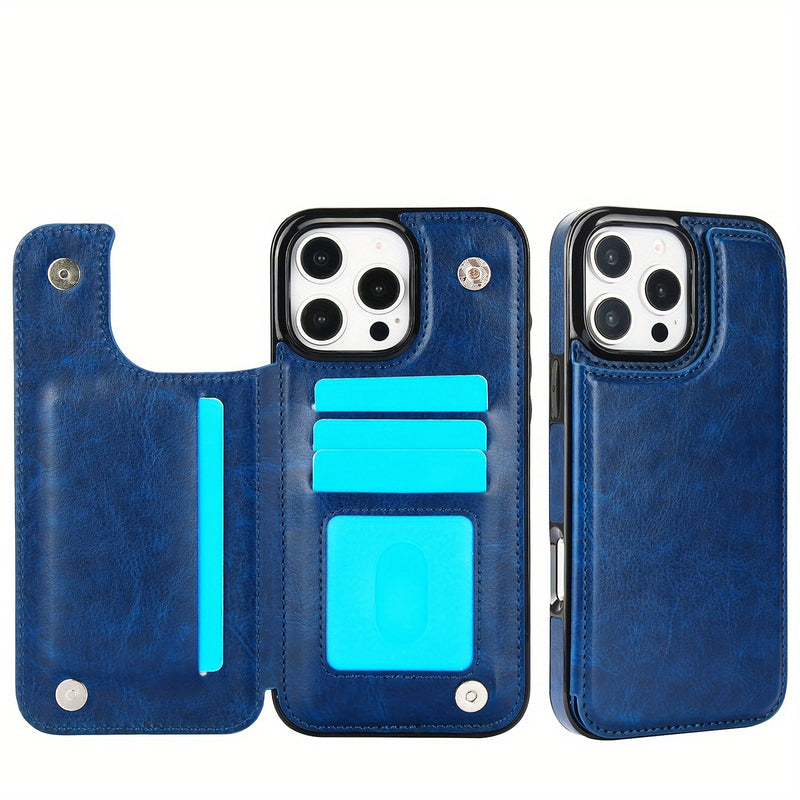 جراب iPhone قابل للطي من الجلد الصناعي عالي الجودة مع فتحات للبطاقات وحامل مقاوم للصدمات متوافق مع موديلات مختلفة بما في ذلك X XR XS Max 11 pro 12 pro 13 pro 14 15 16 SE 6 7 8 plus