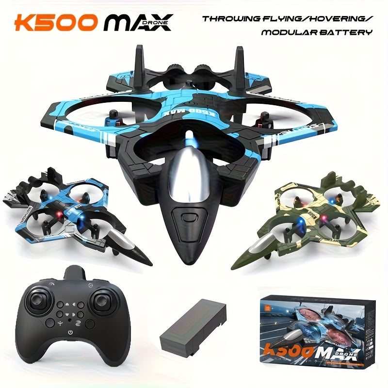 K500MAX RC Drone with 360° Flips, Throw Start, Altitude Hold, One-Key Speed Switch, Crash Resistant Design, RGB Lights, Headless Mode, 6-8 Minute Battery Life, 3m/s Max Speed, Usb Charging, Outdoor Flying, Stunt Enthusiasts,