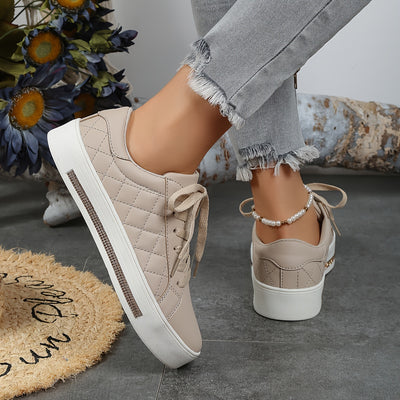Women's Plaid Pattern Platform Sneakers, Casual Lace Up Outdoor Shoes, Comfortable Low Top Shoes