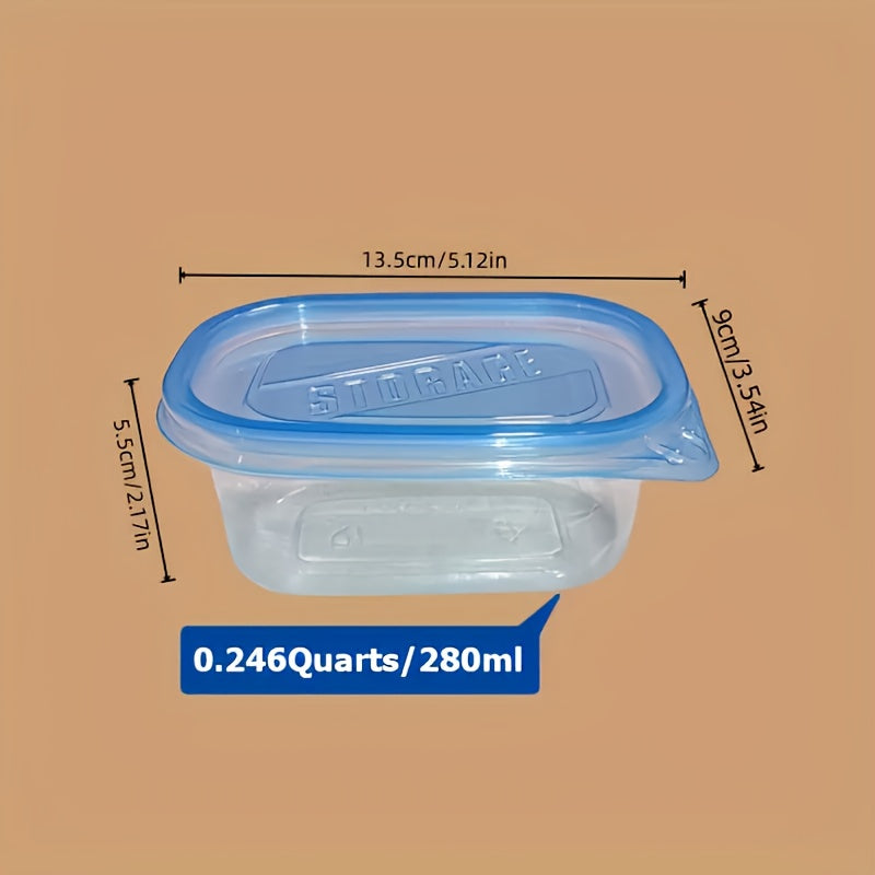 10pcs Blue and Clear Plastic Food Storage Containers with Leak-Proof Lids, 12-Month Use - Microwave & Dishwasher Safe | Stackable, Durable for Office, School, Picnics, Travel & Organization