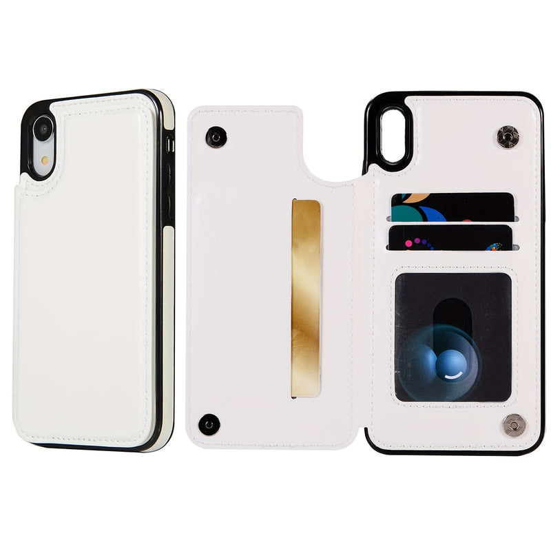 جراب iPhone قابل للطي من الجلد الصناعي عالي الجودة مع فتحات للبطاقات وحامل مقاوم للصدمات متوافق مع موديلات مختلفة بما في ذلك X XR XS Max 11 pro 12 pro 13 pro 14 15 16 SE 6 7 8 plus
