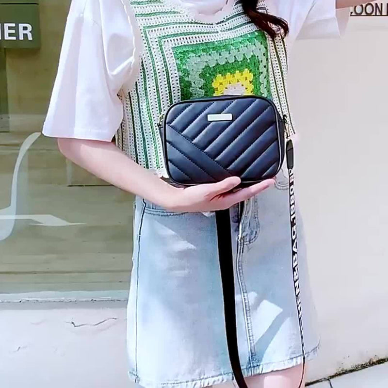 Fashionable Twill Crossbody Bag for Women - Small Square Shoulder Bag with Mobile Phone and Wallet Compartments, Available in Khaki, Brown, Gray, White, Pink, Black - PU Material with Polyester Lining, Zip Closure, Simple, Ne