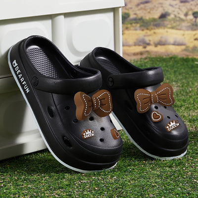 MAOLI Women's Casual Slip-On Loafers with Thick Non-Slip Sole, Lightweight EVA Material, Odor-Free & Quick-Dry - Comfortable All-Season Indoor/Outdoor Shoes for Casual Attire, Comfy Shoes, Charming Embellished Slippers, Playf