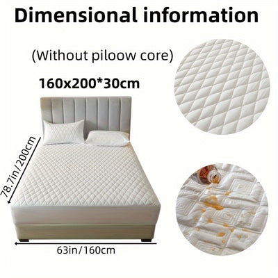 2/3pcs Set of Quilted Waterproof Bed Cover in Multiple Colors, Waterproof Mattress Protector, Bed Cover And Pillowcase Set, Non-Slip Full Coverage Bed Cover.
