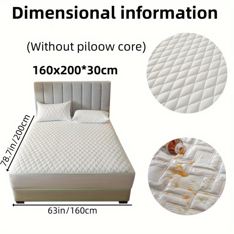 2/3pcs Set of Quilted Waterproof Bed Cover in Multiple Colors, Waterproof Mattress Protector, Bed Cover And Pillowcase Set, Non-Slip Full Coverage Bed Cover.