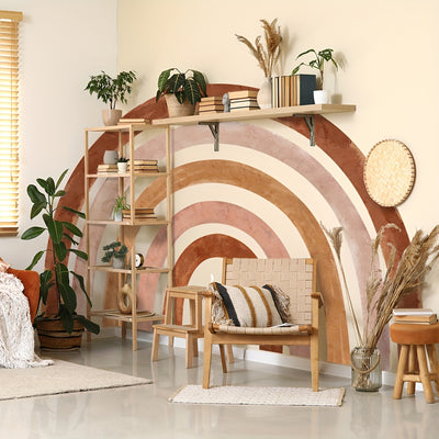 A Set of 5 Creative Hand-Painted Bohemian Style Large Rainbow Feature Beautification Wall Stickers Living Room Bedroom Corridor Entrance Kitchen Bathroom Background Wall Decoration Stickers ATW6117