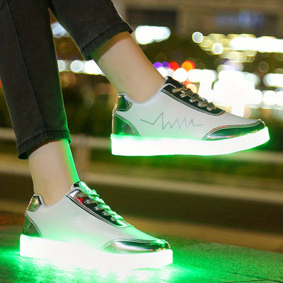 Women's Colorful Luminous Sneakers, Lace Up Low-top Lightweight Outdoor Shoes, Casual Sporty Footwear