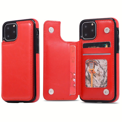 جراب iPhone قابل للطي من الجلد الصناعي عالي الجودة مع فتحات للبطاقات وحامل مقاوم للصدمات متوافق مع موديلات مختلفة بما في ذلك X XR XS Max 11 pro 12 pro 13 pro 14 15 16 SE 6 7 8 plus