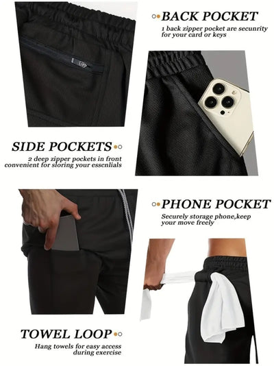 Men's Quick-Dry Athletic Gym Shorts with -Walk Design & 4-Way Stretch - Double-Layered Workout Leggings for Running,M Weightlifting, Hiking - All-Season Breathable Fitness Shorts with Drawstring Waist & Moisture-Wicking Techn