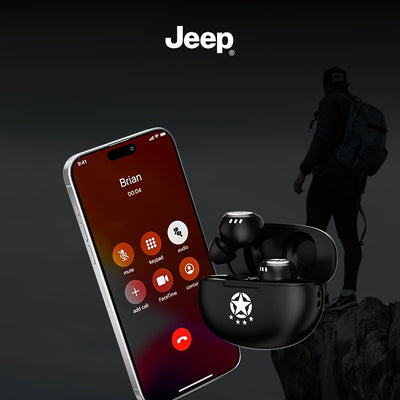 Jeep JP EW112 TWS Wireless Earbuds - Stereo Sound, HD Call Quality, Touch Control, Rechargeable Lithium Battery, USB Type-C Charging, Compatible with Cellphones, Ideal for Gaming & Music, Wireless Earbuds | Modern Earbuds | T