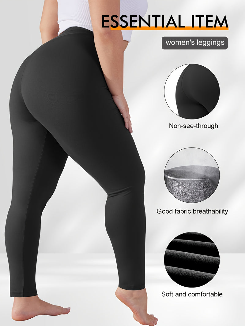 [Stretchy Leggings] Stretchy High-Waist Plus Size Women&