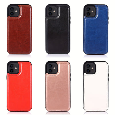 جراب iPhone قابل للطي من الجلد الصناعي عالي الجودة مع فتحات للبطاقات وحامل مقاوم للصدمات متوافق مع موديلات مختلفة بما في ذلك X XR XS Max 11 pro 12 pro 13 pro 14 15 16 SE 6 7 8 plus