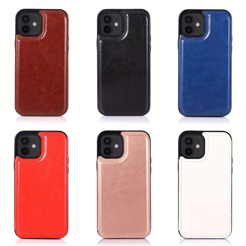 جراب iPhone قابل للطي من الجلد الصناعي عالي الجودة مع فتحات للبطاقات وحامل مقاوم للصدمات متوافق مع موديلات مختلفة بما في ذلك X XR XS Max 11 pro 12 pro 13 pro 14 15 16 SE 6 7 8 plus