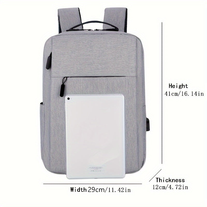 1pc Lightweight Laptop Bag - Durable Fabric Business Backpack with Adjustable Shoulder Straps, Multiple Compartments & Zipper Closure for School, Travel, Work - Grey, Backpack for Travel, Casual Style, Sturdy Construction