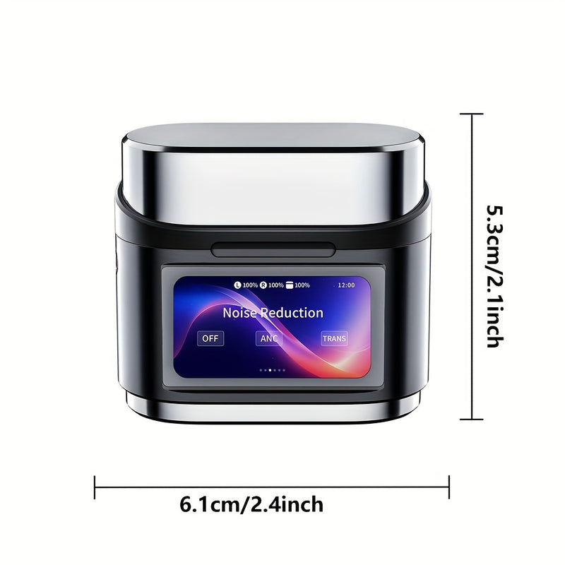 Active Noise-Canceling Headphones with Smart Digital Display Touchscreen, Wireless Earbuds Compatible with iPhone And Android, True Wireless TWS Headphones Featuring Six Microphones for Perfect Calls, Voice Control, Gaming Ti