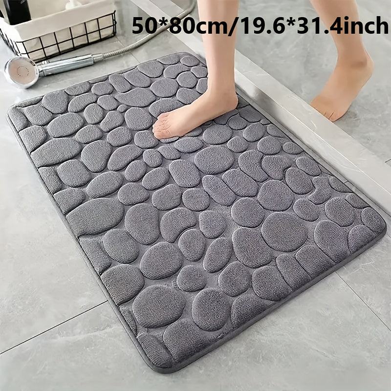 1pc Anti Slip Pebble Pattern Soft Absorbent Foot Pads for Bathroom, Bedroom & Kitchen - Absorbs water and reduces slipping