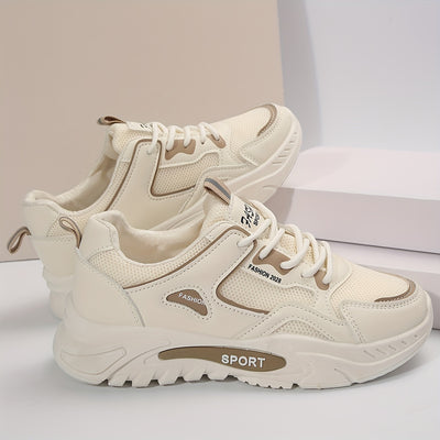 Women's Breathable Mesh Platform Sneakers, Casual Lace Up Outdoor Shoes, Comfortable Low Top Sport Shoes
