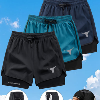 Zhiyu OBM 3pcs Men's Fitness Running Shorts, Elastic Waistband, Soft Lining, Towel Included, Perfect as a Gift