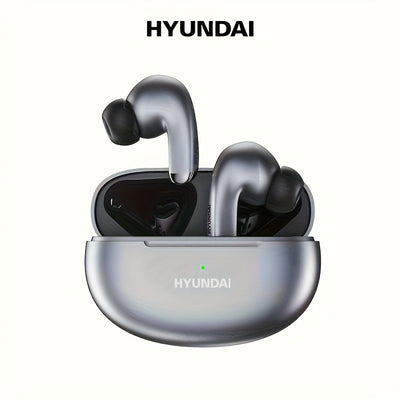 HYUNDAI 2025 Hot Selling Wireless Wireless Earbuds - Low Latency, Long Battery Life, Sound Isolation, with Mic for Gaming, Sports, and Music, Touch Control, USB-C Charging, Semi-Open Back Design, Condenser Microphone, Ideal f
