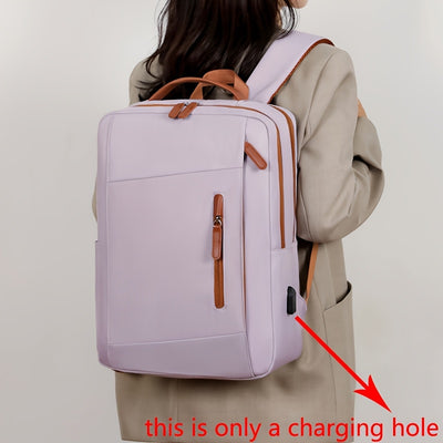 Stylish Lightweight Laptop Backpack - Adjustable Shoulder Straps, Multiple Compartments, USB Charging Port, Perfect for Commuting, School, Travel & Business, Casual Style, Polyester Lining, Secure Zipper Closure, Laptop Carry