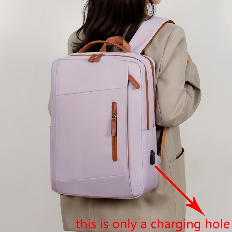 Stylish Lightweight Laptop Backpack - Adjustable Shoulder Straps, Multiple Compartments, USB Charging Port, Perfect for Commuting, School, Travel & Business, Casual Style, Polyester Lining, Secure Zipper Closure, Laptop Carry