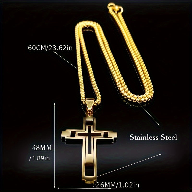 1pc Stainless Steel Cross Pendant Men&