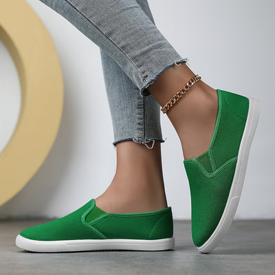 Women's Simple Solid Color Canvas Shoes, Casuals Slip On Outdoor Shoes, Lightweight Low Top Shoes