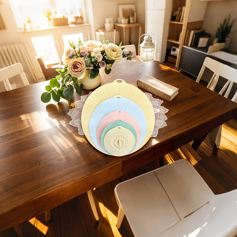 5pcs Silicone Bowl Lids Set - Heat Resistant, Reusable Suction Covers for Bowls, Cups, Plates, Pots, Pans - Food Contact Safe Microwave Splatter Guards, Kitchen Essentials