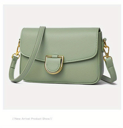 1pc Women's Top-Grain Cowhide Leather Crossbody Bag - Minimalist Square Design with Golden-Tone Hardware, Adjustable Strap & Zipper Closure, Beige/Tan/Black/Green - Casual Everyday Purse for Commuting, Work & Travel, Durable