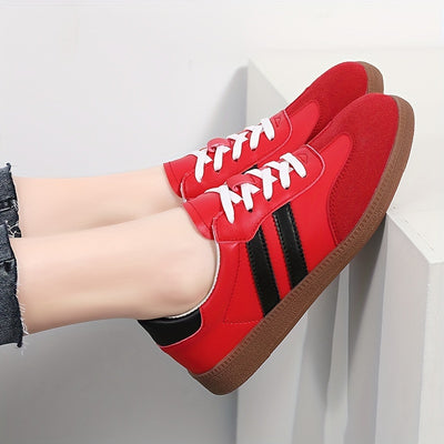 Stylish Comfort Soft Sole Flat Sports Sneakers - Round Toe, Low-Top, Breathable, Lightweight, Soft Upper, Comfortable Walking Shoes for Women - Ideal for Casual, Daily, Outdoor Activities