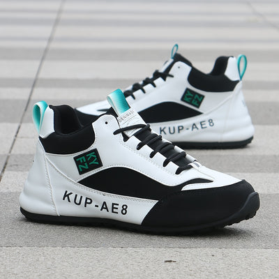 2024 High-Top Casual Fashion Sneakers for Men - All-Season Lace-Up Comfortable Soft Sole Running Shoes with Stripes and Graphics, Round Toe Fabric Sports Footwear