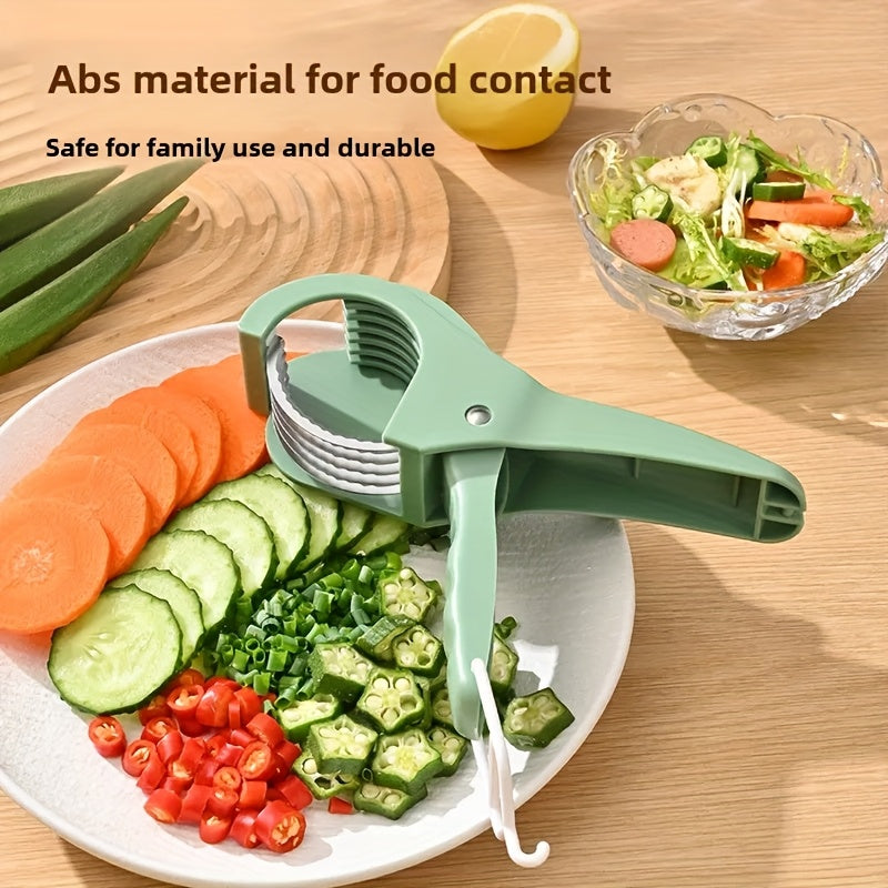 RZSYZH Multifunctional Vegetable and Fruit Slicer - Ergonomic Green Kitchen Cutter with Adjustable Blade, Durable Polypropylene for Carrots, Cucumbers, Tomatoes, and More, Vegetable Slicer And Chopper