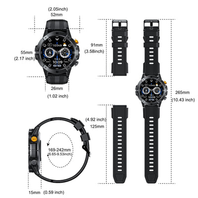 [Smart Watch] 1.52" Synwoo Smart Watch, Touchscreen Outdoor Sports Watch | 410mAh Battery, Pedometer, 100+ Exercise Modes, Camera Control, Weather Forecast, Swimming Mode, Black Strap, Outdoor Fitness Gear