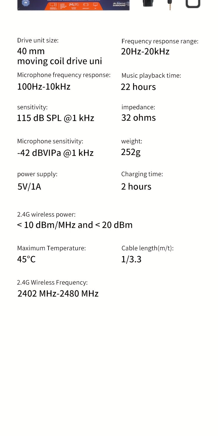 سماعة ألعاب لاسلكية JBL Quantum 350 - عمر بطارية يصل إلى 22 ساعة، عزل للضوضاء، ميكروفون قابل للفصل، وسادات أذن مريحة، شحن USB-C، مثالية لألعاب الكمبيوتر وأجهزة الألعاب، سماعة ألعاب | سماعة ألعاب مريحة | عزل للضوضاء