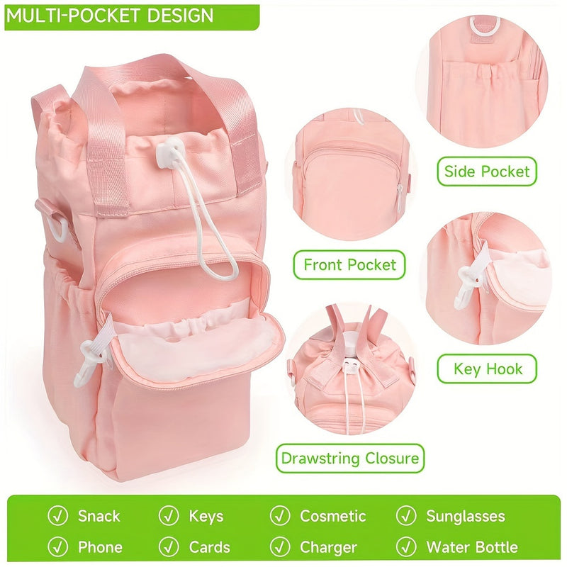 Versatile Water Bottle Carrier Bag with Phone Pocket - Fits 30/40oz Bottles, Adjustable Crossbody & Handle Straps, Durable & Waterproof for Travel, Outdoor Sports