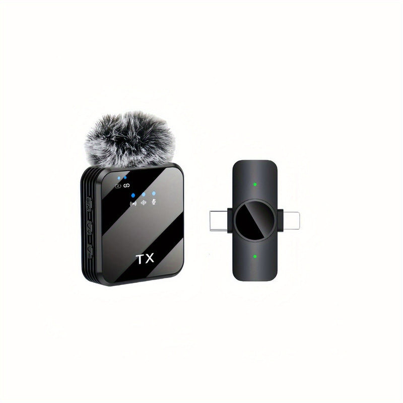 Wireless Lavalier Microphone, Intelligent Noise Reduction, Omnidirectional Capacitive, with Windproof Ball, 2-In-1 Wireless Lavalier Microphone for Recording Content, Live Streaming, Interviews, Song Recording, Video Podcasts