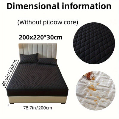 2/3pcs Set of Quilted Waterproof Bed Cover in Multiple Colors, Waterproof Mattress Protector, Bed Cover And Pillowcase Set, Non-Slip Full Coverage Bed Cover.
