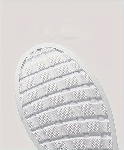 Men's Solid Lace-up Skateboard Shoes With PU Leather Uppers, Fashion Comfortable Non-slip Outdoor Shoes Walking Jogging Sneakers