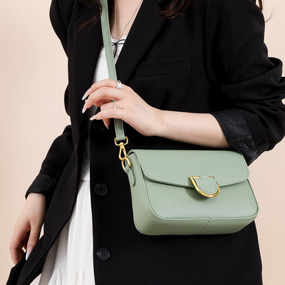 1pc Women's Top-Grain Cowhide Leather Crossbody Bag - Minimalist Square Design with Golden-Tone Hardware, Adjustable Strap & Zipper Closure, Beige/Tan/Black/Green - Casual Everyday Purse for Commuting, Work & Travel, Durable