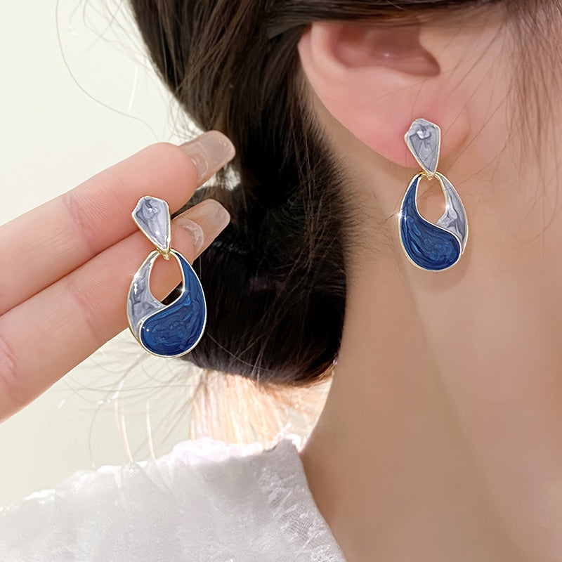[ Pair of 2pcs, Blue Teardrop Earrings, High-Quality Jewelry, Upgraded Retro Earrings, High-End Decorative Earrings, Suitable for Daily Wear, Wedding Season Accessories, Suitable for Gifts for Girlfriends, Classmates And Good