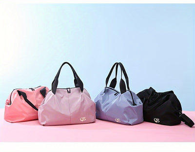 [Pink Gym Bag] Lightweight Pink Nylon Gym Bag for Women | Versatile Wet/Dry Separation, Adjustable Strap, Zip Closure, Portable Travel Bag for Short Trips, Sports Bag